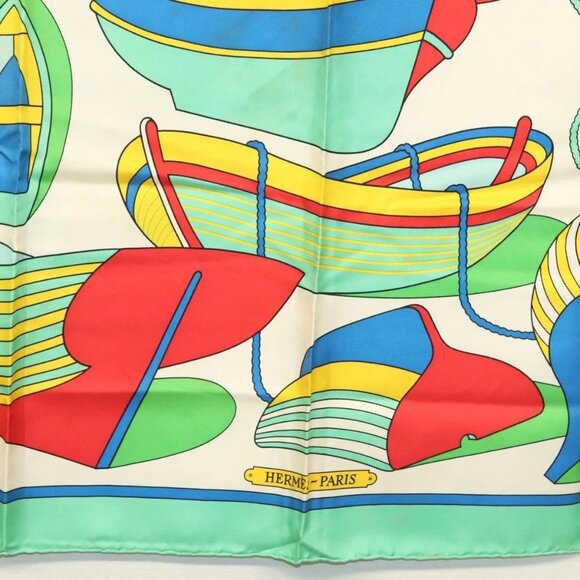 HERMES Carre 90 Scarf ""THALASSA"" Silk Green Auth 142398 - Picture 9 of 14